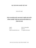 Tích tụ ruộng đất cho phát triển sản xuất nông nghiệp trên địa bàn huyện bình lục tỉnh hà nam luận văn thạc sĩ kinh tế nông nghiệp 