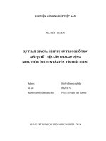 Sự tham gia của hội phụ nữ trong hỗ trợ giải quyết việc làm cho lao động nông thôn ở huyện tân yên tỉnh bắc giang luận văn thạc sĩ kinh tế nông nghiệp 