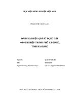 Đánh giá hiệu quả sử dụng đất nông nghiệp thành phố hà giang tỉnh hà giang luận văn thạc sĩ kinh tế nông nghiệp 