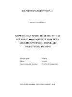 Kiểm soát nội bộ chu trình cho vay tại ngân hàng nông nghiệp và phát triển nông thôn việt nam chi nhánh thuận thành bắc ninh luận văn thạc sĩ kinh tế nông nghiệp 