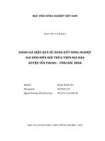 Đánh giá hiệu quả sử dụng đất nông nghiệp sau dồn điền đổi thửa trên địa bàn huyện yên phong tỉnh bắc ninh luận văn thạc sĩ kinh tế nông nghiệp 