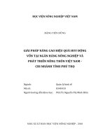 Giải pháp nâng cao hiệu quả huy động vốn tại ngân hàng nông nghiệp và phát triển nông thôn việt nam chi nhánh tỉnh phú thọ luận văn thạc sĩ kinh tế nông nghiệp 