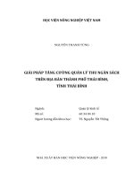 Giải pháp tăng cường quản lý thu ngân sách trên địa bàn thành phố thái bình tỉnh thái bình luận văn thạc sĩ kinh tế nông nghiệp 