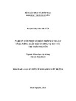 Nghiên cứu một số biện pháp kỹ thuật tăng năng suất đậu tương vụ hè thu tại thái nguyên TT 
