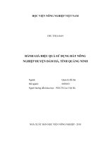 Đánh giá hiệu quả sử dụng đất nông nghiệp huyện đầm hà tỉnh quảng ninh luận văn thạc sĩ kinh tế nông nghiệp 
