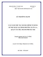 Cải cách thủ tục hành chính về đăng ký hộ tịch tại UBND phường xuân la, quận tây hồ, thành phố hà nội (chuyên ngành QUẢN lý CÔNG) 