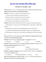Đề thi thử thpt quốc gia 2021 môn Anh trường THPT Đô Lương lần 1