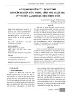 Áp dụng nghiên cứu định tính cho các nghiên cứu trong lĩnh vực quản trị - lý thuyết và kinh nghiệm thực tiễn