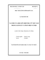 (Luận văn thạc sĩ) vai trò của hội liên hiệp phụ nữ việt nam trong giám sát và phản biện xã hội 