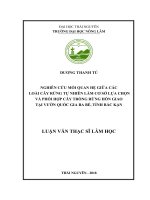 Nghiên cứu mối quan hệ giữa các loài cây rừng tự nhiên làm cơ sở lựa chọn và phối hợp cây trồng rừng hỗn giao tại vườn quốc gia ba bể tỉnh bắc kạn 