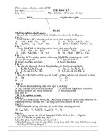 De thi Hoa 9 hoc ky I nam hoc 20122013