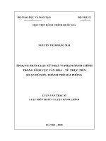 (Luận văn thạc sĩ) áp dụng pháp luật xử phạt vi phạm hành chính trong lĩnh vực văn hóa   từ thực tiễn quận đồ sơn, thành phố hải phòng 