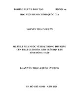 (Luận văn thạc sĩ) quản lý nhà nước đối với hoạt động tôn giáo của phật giáo hòa hảo trên địa bàn tỉnh đồng tháp 