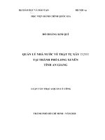 (Luận văn thạc sĩ) quản lý nhà nước về trật tự xây dựng trên địa bàn thành phố long xuyên, tỉnh an giang 