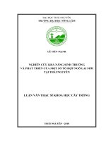 Nghiên cứu khả năng sinh trưởng và phát triển của một số tổ hợp ngô lai mới tại thái nguyên 