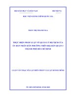 (Luận văn thạc sĩ) thực hiện pháp luật về quản lý hộ tịch của UBND phường trên địa bàn quận 3 thành phố hồ chí minh 