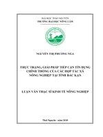 Thực trạng giải pháp tiếp cận tín dụng chính thống của các hợp tác xã nông nghiệp tại tỉnh bắc kạn 