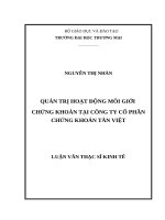 (Luận văn thạc sĩ) quản trị hoạt động môi giới chứng khoán tại công ty cổ phần chứng khoán tân việt 