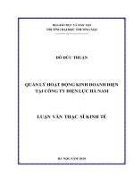 (Luận văn thạc sĩ) quản lý hoạt động kinh doanh điện tại công ty điện lực hà nam 