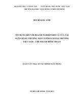 (Luận văn thạc sĩ) tín dụng đối với doanh nghiệp nhỏ và vừa tại ngân hàng thương mại cổ phần ngoại thương việt nam   chi nhánh bình thuận 