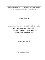 (Luận văn thạc sĩ) các nhân tố ảnh hưởng đến giá cổ phiếu của doanh nghiệp niêm yết trên sở giao dịch chứng khoán thành phố hồ chí minh 