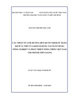 (Luận văn thạc sĩ) các nhân tố ảnh hưởng đến quyết định sử dụng dịch vụ thẻ của khách hàng tại ngân hàng nông nghiệp và phát triển nông thôn việt nam chi nhánh tiền giang 