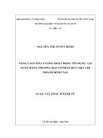 (Luận văn thạc sĩ) nâng cao chất lượng hoạt động tín dụng tại ngân hàng thương mại cổ phần bản việt chi nhánh đồng nai 