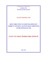 (Luận văn thạc sĩ) hoàn thiện công tác kiểm tra kiểm soát nghiệp vụ tín dụng tại ngân hàng chính sách xã hội tỉnh quảng trị 
