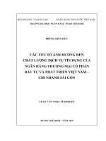 (Luận văn thạc sĩ) các yếu tố ảnh hưởng đến chất lượng dịch vụ tín dụng của ngân hàng thương mại cổ phần đầu tư và phát triển việt nam   chi nhánh sài gòn 
