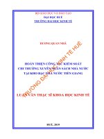 (Luận văn thạc sĩ) hoàn thiện công tác kiểm soát chi thường xuyên ngân sách nhà nước tại kho bạc nhà nước tiền giang 