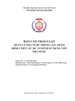 Quản lý nhà nước trong Lập, thẩm định Chủ trương đầu tư trong xây dựng công trình có nguồn vốn nhà nước