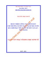 (Luận văn thạc sĩ) hoàn thiện công tác kiểm soát chi thường xuyên ngân sách nhà nước qua kho bạc nhà nước huyện cai lậy – tiền giang 