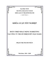 (Luận văn thạc sĩ) hoàn thiện hoạt động marketing   mix tại công ty tnhh madg huế 