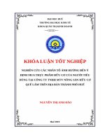 (Luận văn thạc sĩ) nghiên cứu các nhân tố ảnh hưởng đến ý định mua thực phẩm hữu cơ của NTD tại công ty TNHH MTV nông sản hữu cơ quế lâm trên địa bàn thành phố huế 