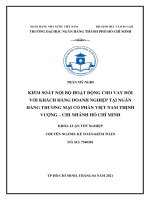 Kiểm soát nội bộ hoạt động cho vay đối với khách hàng doanh nghiệp tại ngân hàng thương mại cổ phần việt nam thịnh vượng   chi nhánh thành phố hồ chí minh 