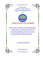 (Luận văn thạc sĩ) phân tích các nhân tố ảnh hưởng đến ý định mua của nhà bán lẻ đối với sản phẩm hương sạch tân nguyên tại thị trường thành phố huế 