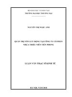 (Luận văn thạc sĩ) quản trị vốn lưu động tại công ty cổ phần nhựa thiếu niên tiền phong 