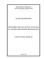 (Luận văn thạc sĩ) hoàn thiện công tác quản lý ngân sách xã – phường trên địa bàn tỉnh hải dương 