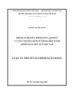 (Luận văn thạc sĩ) mối quan hệ giữa kiểm soát lạm phát và tăng trưởng kinh tế trong điều hành chính sách tiền tệ ở việt nam 