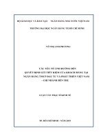 (Luận văn thạc sĩ) các yếu tố ảnh hưởng đến quyết định gửi tiết kiệm của khách hàng tại ngân hàng TMCP đầu tư và phát triển việt nam   chi nhánh bến 