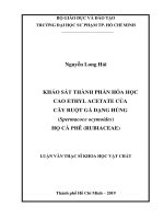 (Luận văn thạc sĩ) khảo sát thành phần hóa học cao ethyl acetate của cây ruột gà dạng húng (spermacoce ocymoides) họ cà phê (rubiaceae)​ 