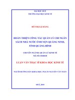 (Luận văn thạc sĩ) hoàn thiện công tác quản lý chi ngân sách nhà nước ở huyện quảng ninh, tỉnh quảng bình 