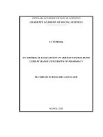 (Luận văn thạc sĩ) AN EMPIRICAL EVALUATION OF THE ESP COURSE BOOK USED AT HANOI UNIVERSITY OF PHARMACY 