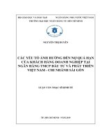 (Luận văn thạc sĩ) các yếu tố ảnh hưởng đến nợ quá hạn của khách hàng doanh nghiệp tại ngân hàng TMCP đầu tư và phát triển việt nam   chi nhánh sài gòn 