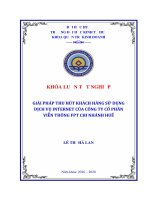 (Luận văn thạc sĩ) giải pháp thu hút khách hàng sử dụng dịch vụ internet của công ty cổ phần viễn thông fpt chi nhánh huế 