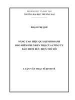(Luận văn thạc sĩ) nâng cao hiệu quả kinh doanh bảo hiểm phi nhân thọ của công ty bảo hiểm bưu điện thủ đô 