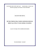 (Luận văn thạc sĩ) rủi ro trong hoạt động kinh doanh bảo hiểm tại công ty bảo minh lâm đồng 