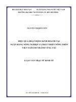 (Luận văn thạc sĩ) hiệu quả hoạt động kinh doanh tại ngân hàng nông nghiệp và phát triển nông thôn việt nam chi nhánh vũng tàu 