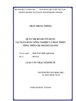 (Luận văn thạc sĩ) quản trị rủi ro tín dụng tại ngân hàng nông nghiệp và phát triển nông thôn chi nhánh sài gòn 