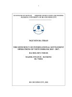 (Luận văn thạc sĩ) the efficiency of international settlement operations of vietcombank 2015   2017 